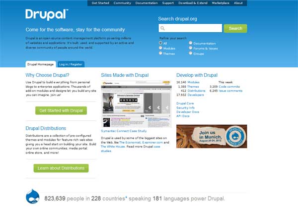 Strona społeczności drupalowej - drupal.org